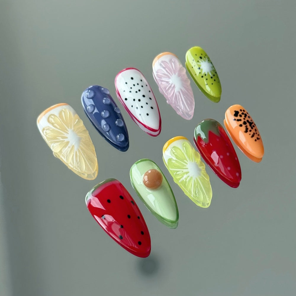 Fruit Fiesta Press-On Nails - Vibrant Holiday Nail Art