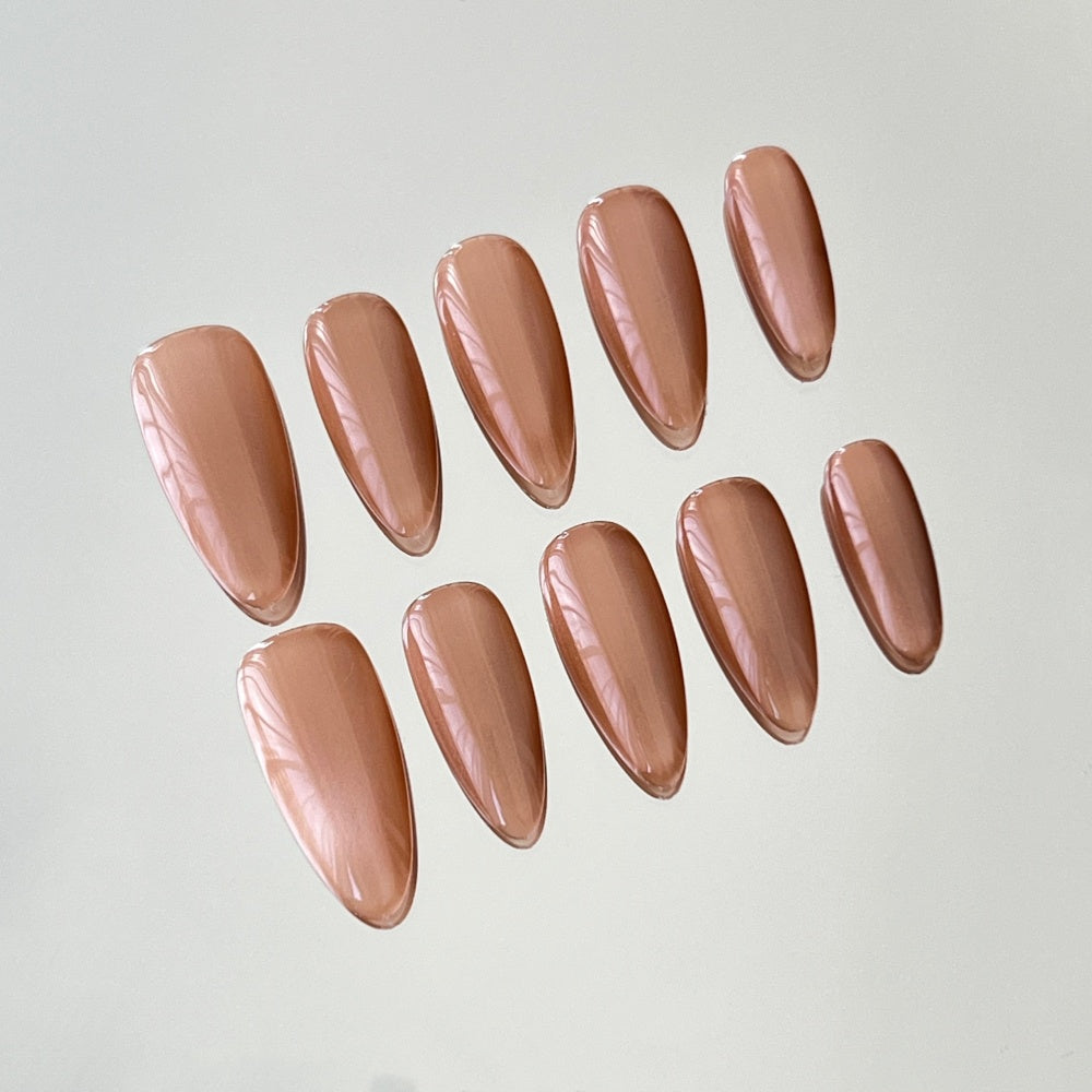 Caramel Cat Eye Press-On Nails – Magnetic Glam Fake Nails