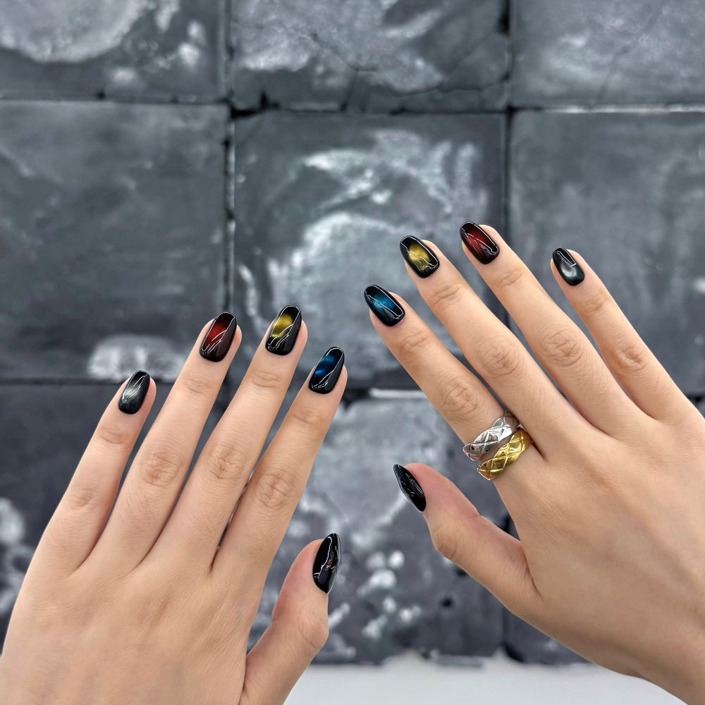 Dark Fairy Fake Nails -Iridescent Butterflies & Prism Glow