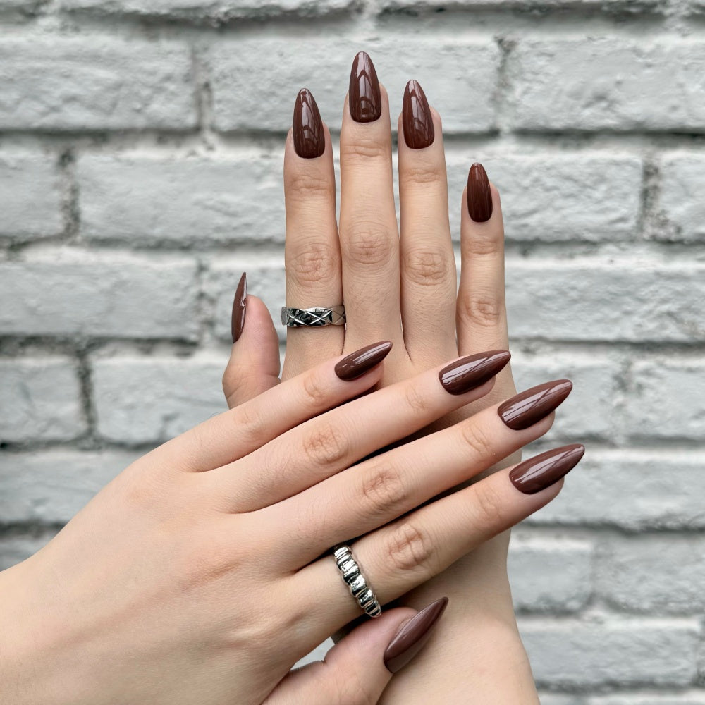 Chocolate Luxe Press-On Nails - Velvet Matte & Glossy Tips