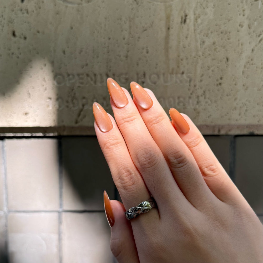 Caramel Cat Eye Press-On Nails – Magnetic Glam Fake Nails