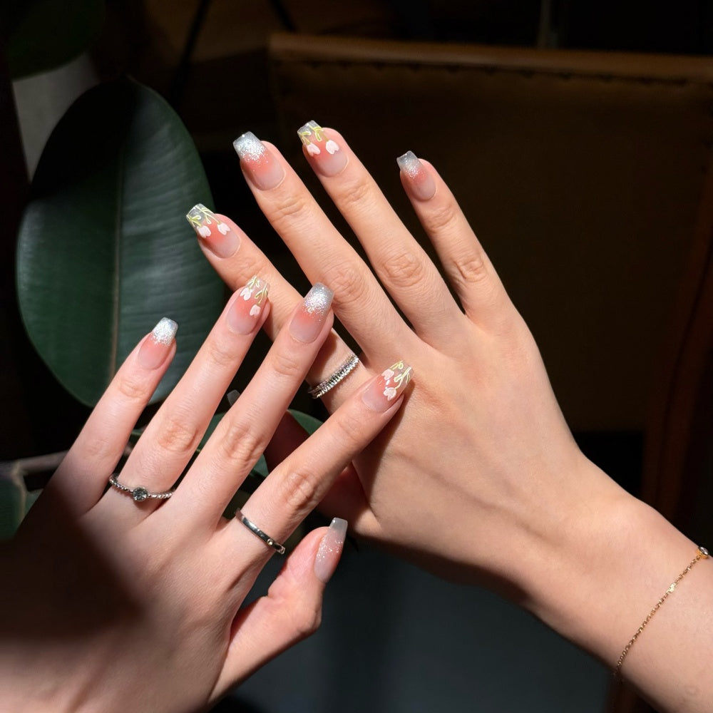 Blushing Cat Eye Press-Ons | Hand-Painted Tulip Gradient