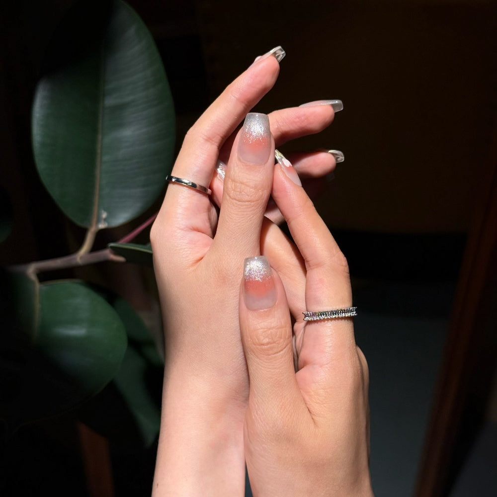 Blushing Cat Eye Press-Ons | Hand-Painted Tulip Gradient