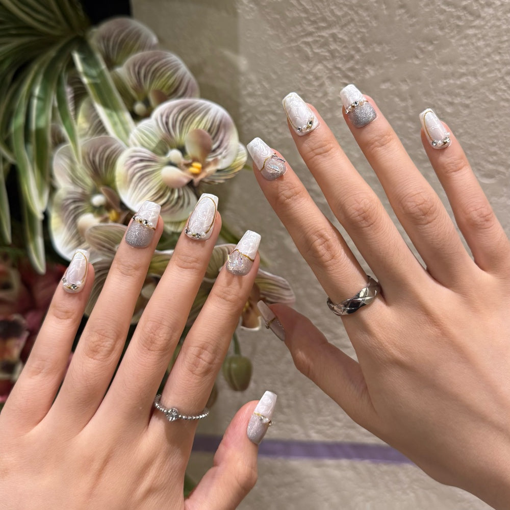 Nacre Bloom Nail Art - 3D Butterfly Embossing & Pearl Luster
