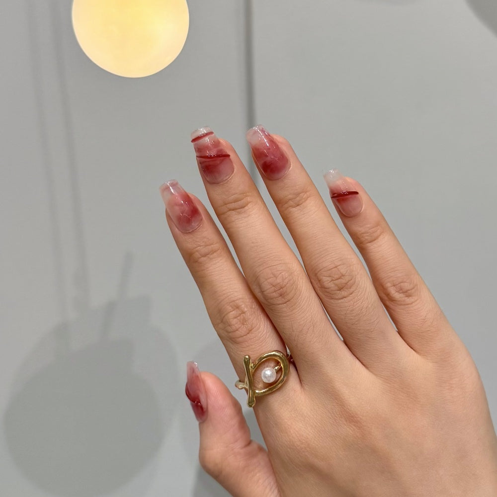 Designer Abstract Nails | Hand-Sculpted 3D Lines & Ombre