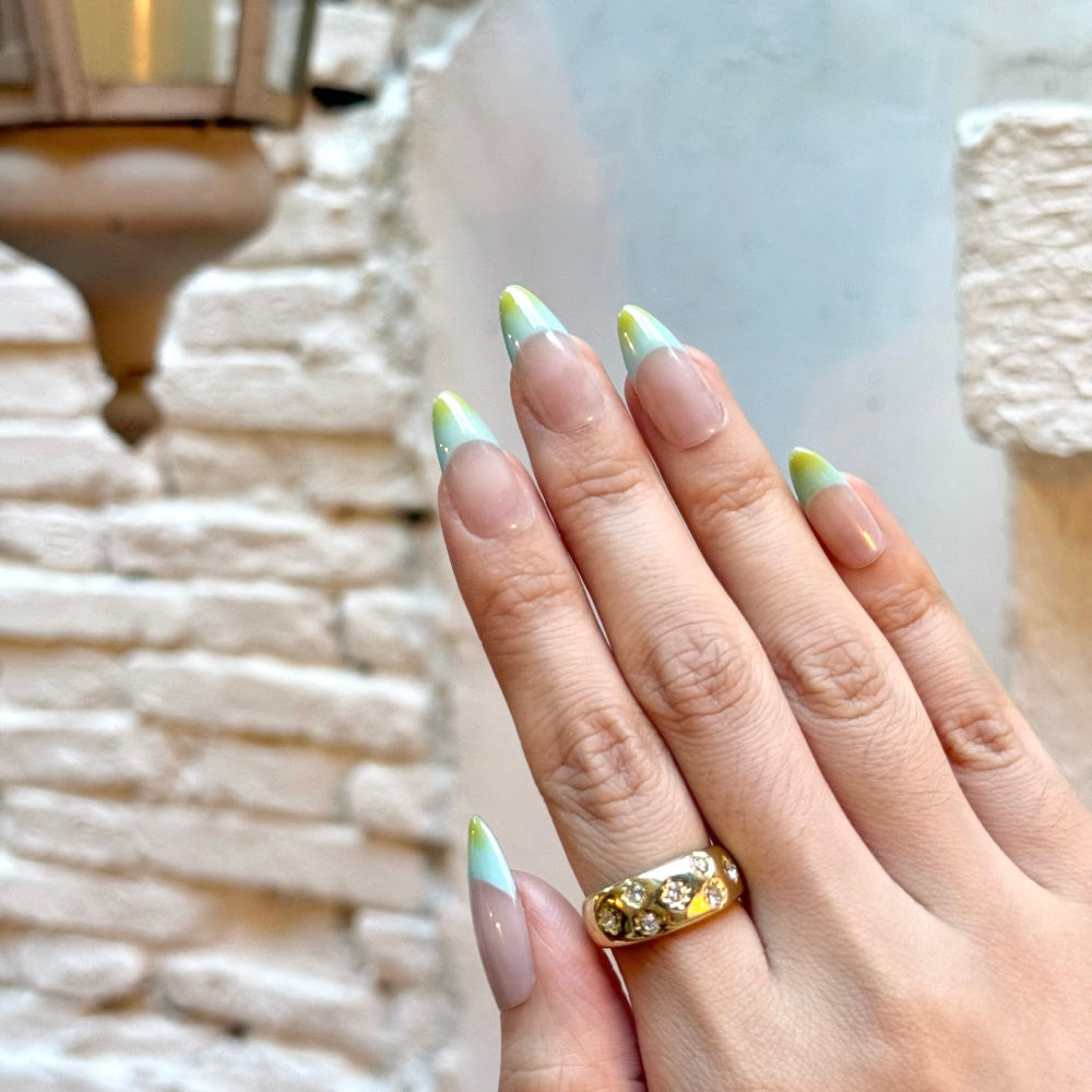 Milky French Ombré Nails with Seafoam Tips - Summer Dream Collection
