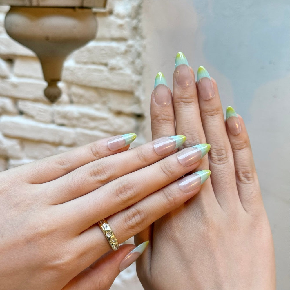 Milky French Ombré Nails with Seafoam Tips - Summer Dream Collection