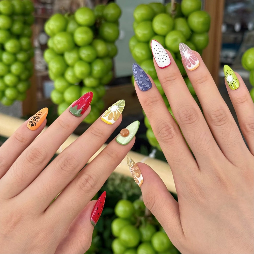 Fruit Fiesta Press-On Nails - Vibrant Holiday Nail Art