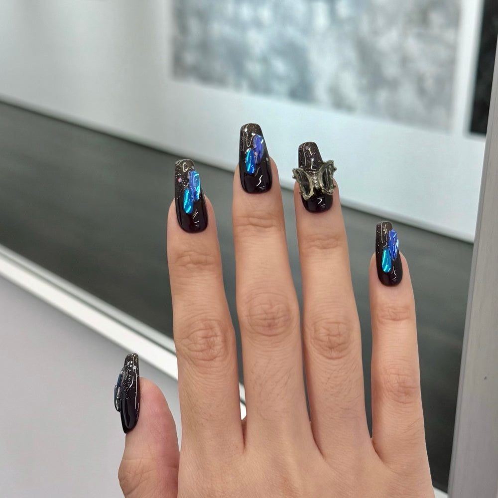 Devil's Butterfly Nails - Obsidian Aurora & Diamond Wing Glow