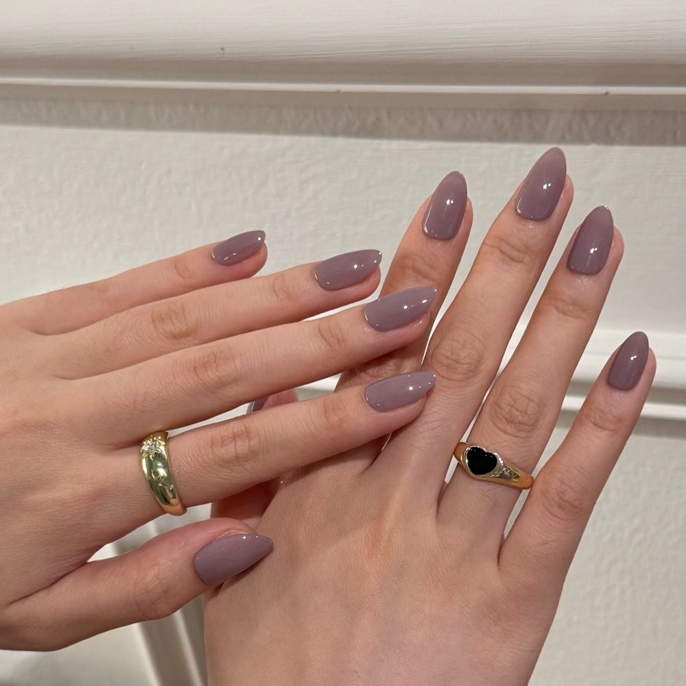 Viral Greyish Purple Nails – Trending Solid Color Press-Ons