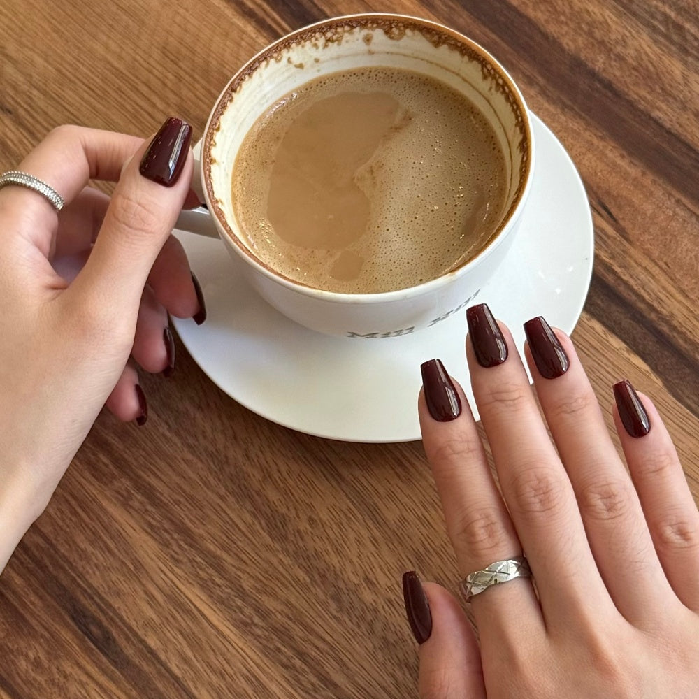 Bordeaux Luxe Press-On Nails - Silky Satin Finish