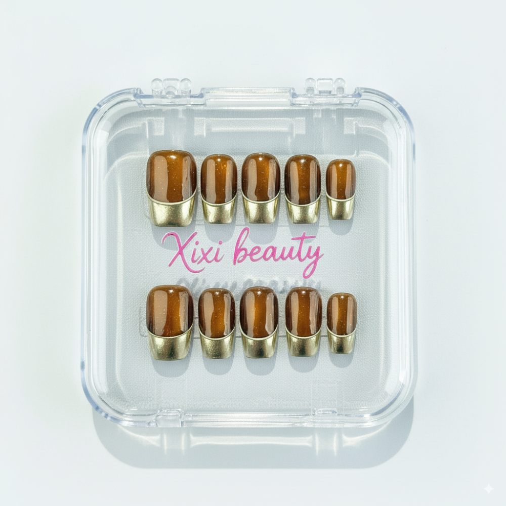 Viral Glass Pearl Press-Ons | Aurora French Mirror Tips