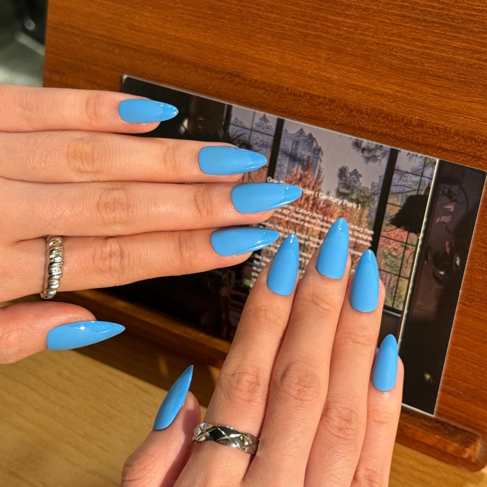 Savage Blue French Press-Ons - Velvet Matte × Mirror Shine