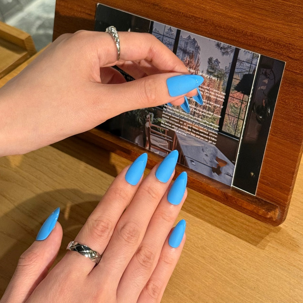 Savage Blue French Press-Ons - Velvet Matte × Mirror Shine