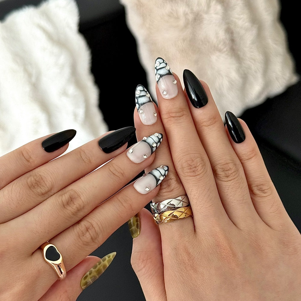 Savage French Manicure - Alligator Texture & Ice VVS Diamonds