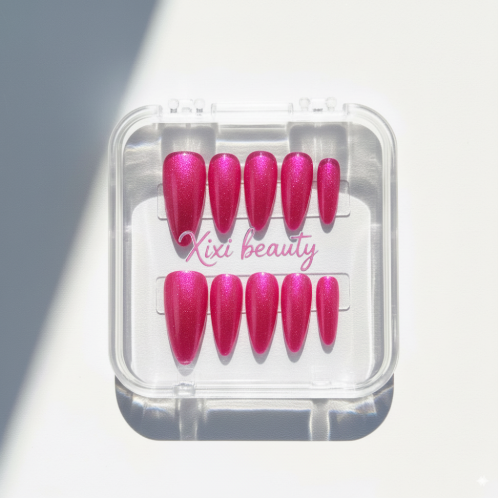 Peach Siren Cat-Eye Nails - Bad Babe Micro Glitter Edition