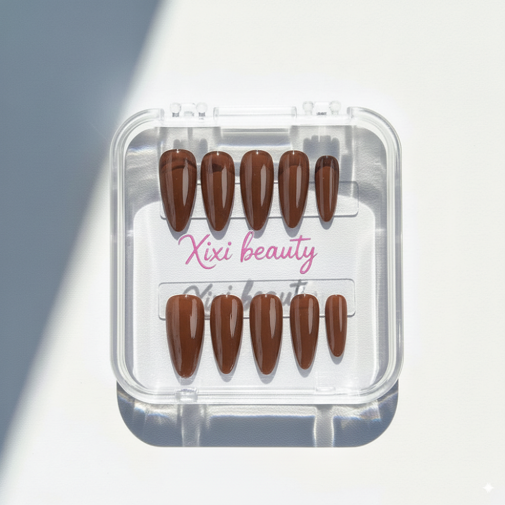 Chocolate Luxe Press-On Nails - Velvet Matte & Glossy Tips