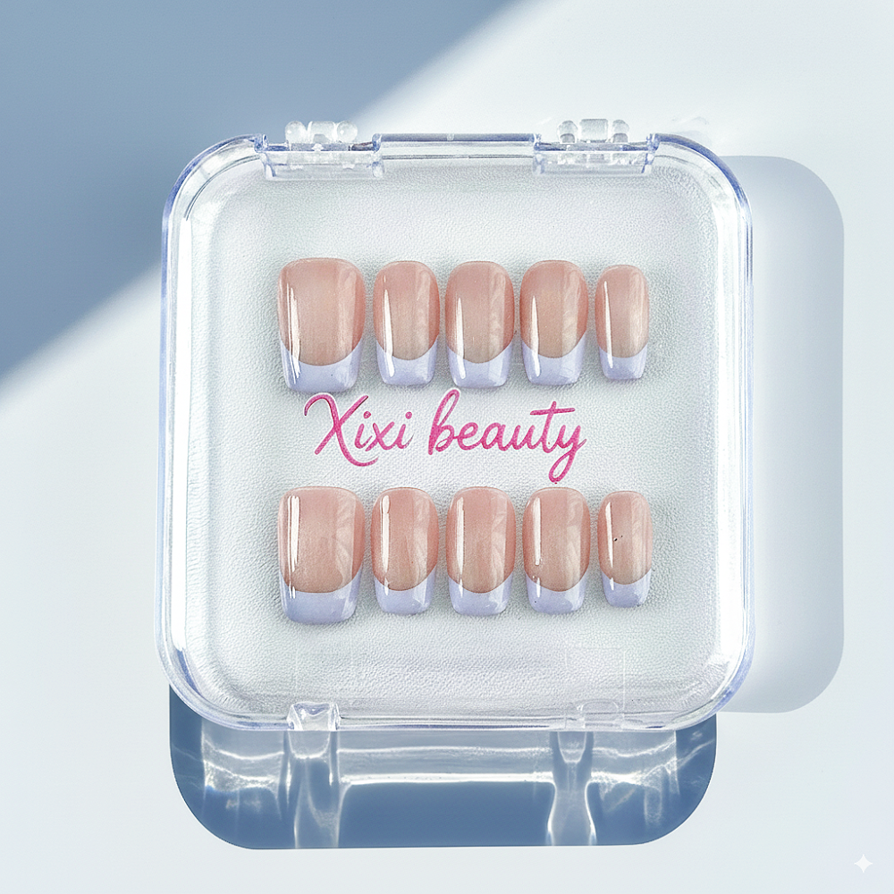 Glamorous French Manicure - Dual Magnetic Cat Eye Effect