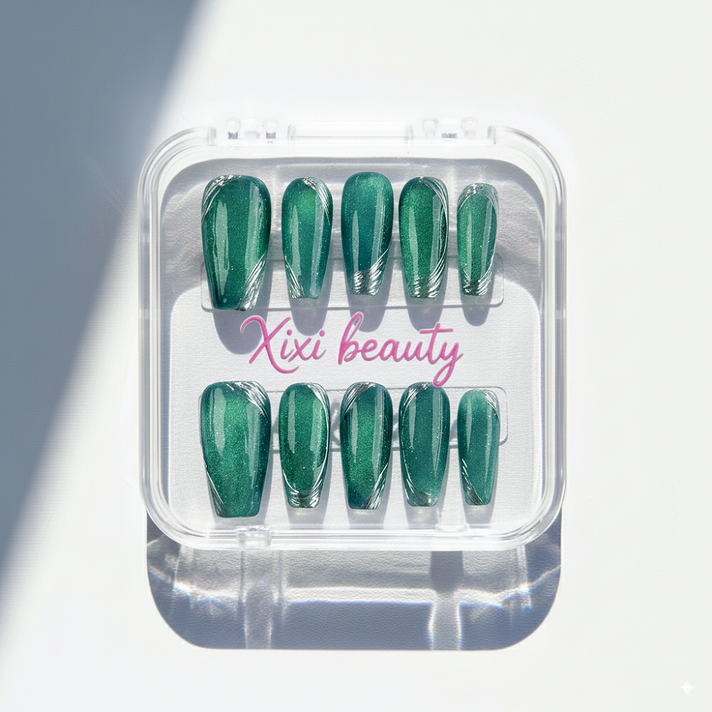 Galactic Shimmer Press-ons - 3D Crystal Clusters & Cat Eye Base