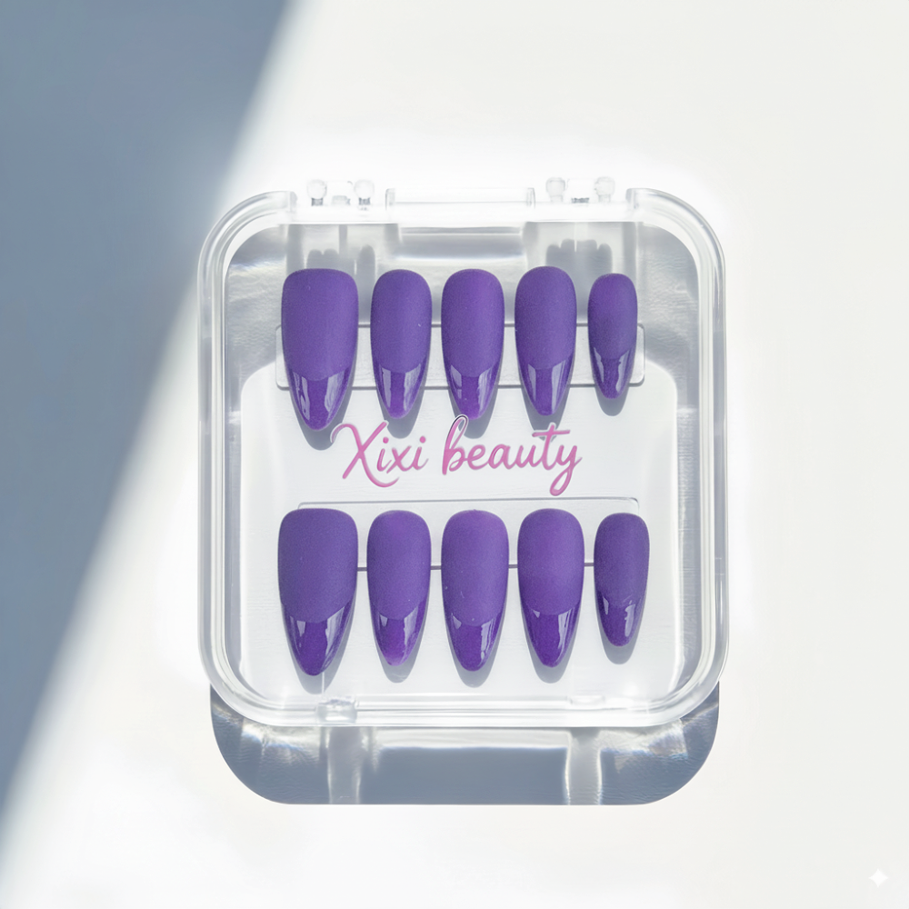 Violet Vixen Press-Ons - Velvet Matte French with Glossy Edge
